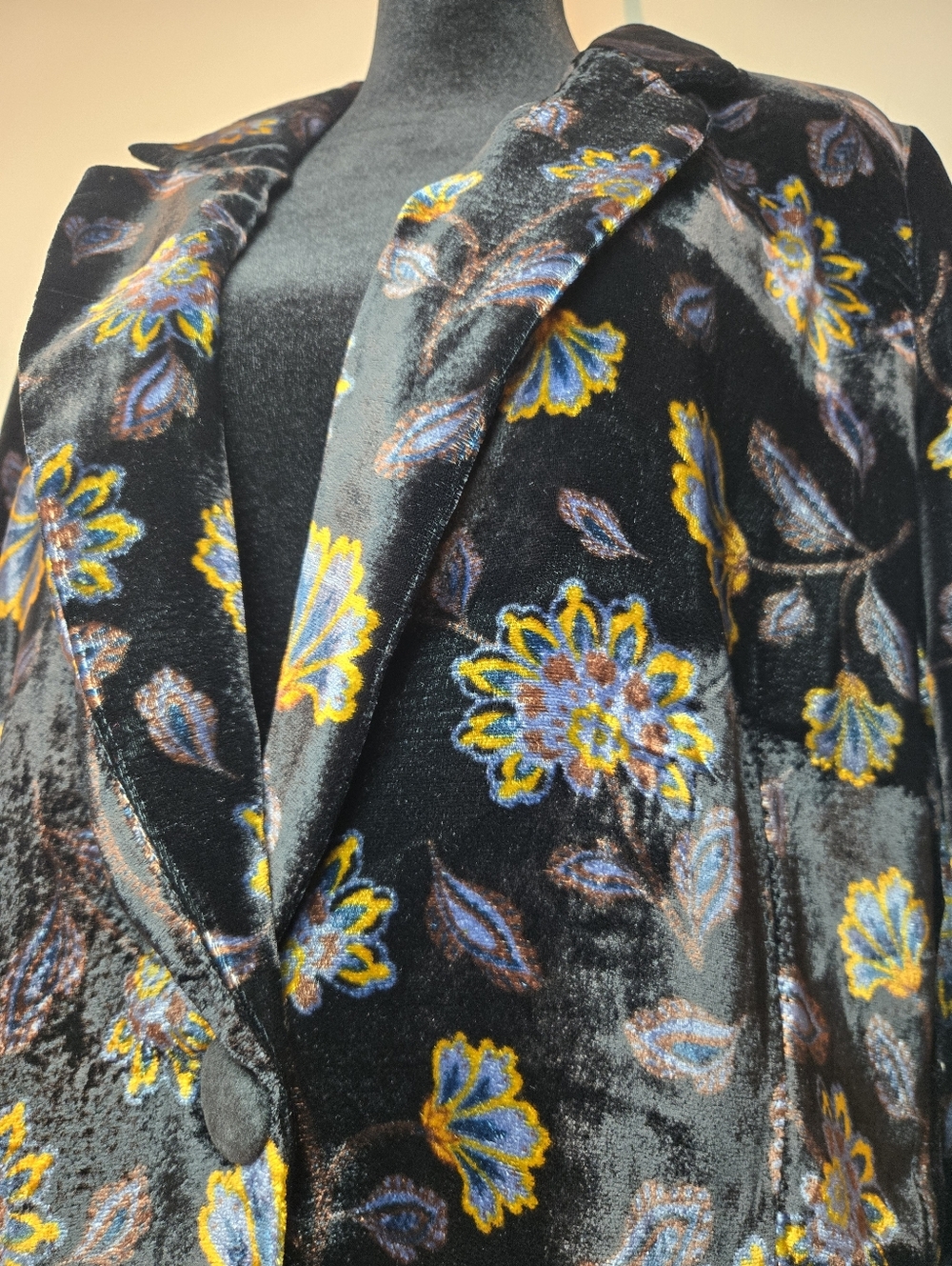 Rachel Zoe Blazer Women's Medium Velvet Flowers Retro Cottagecore Velour 90s Y2k - Picture 5 of 10